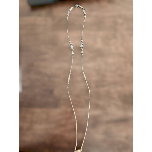 Women's Long Chrome Beaded Necklace 90's Y2K Surfer - Picture 4 of 5